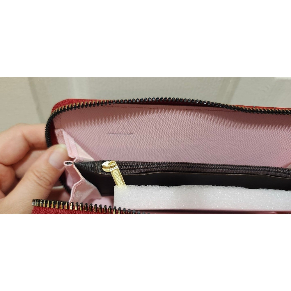 Braided Pattern Glossy Wallet In Red - Picture 6 of 6